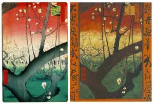 A gauche, Ukiyo-e, Hiroshiga / A droite, Japonaiseries, Van Gogh Licence libre de droit Wikipedia