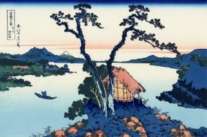 Hokusai, Lake Suwa in Shinano province, 1830. Licence libre de droit WIkipedia
